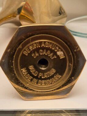 Mid Century Gold Plated 24k Asmussen made in Denmark candlesticks weighted